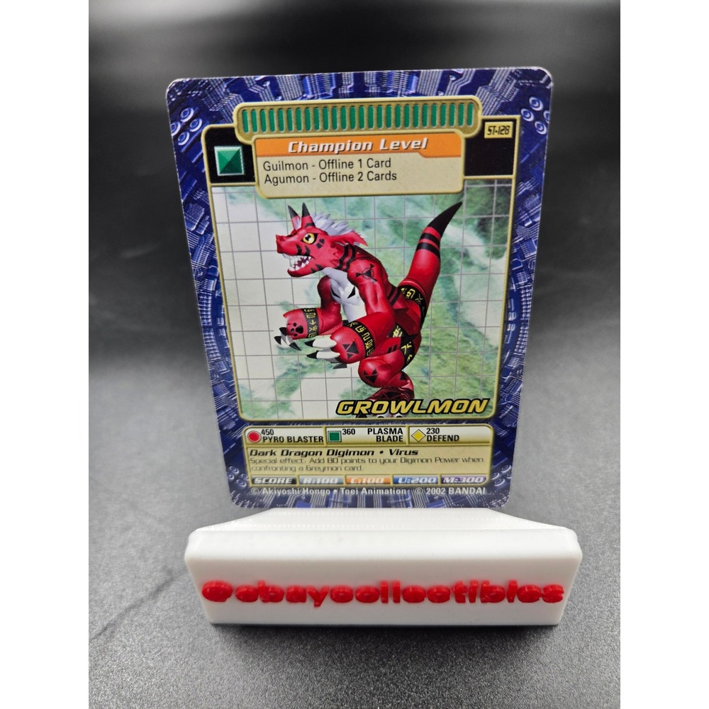 2002 Bandai Digimon Growlmon ST-126 Champion Level Digi-Battle Card Game TCG
